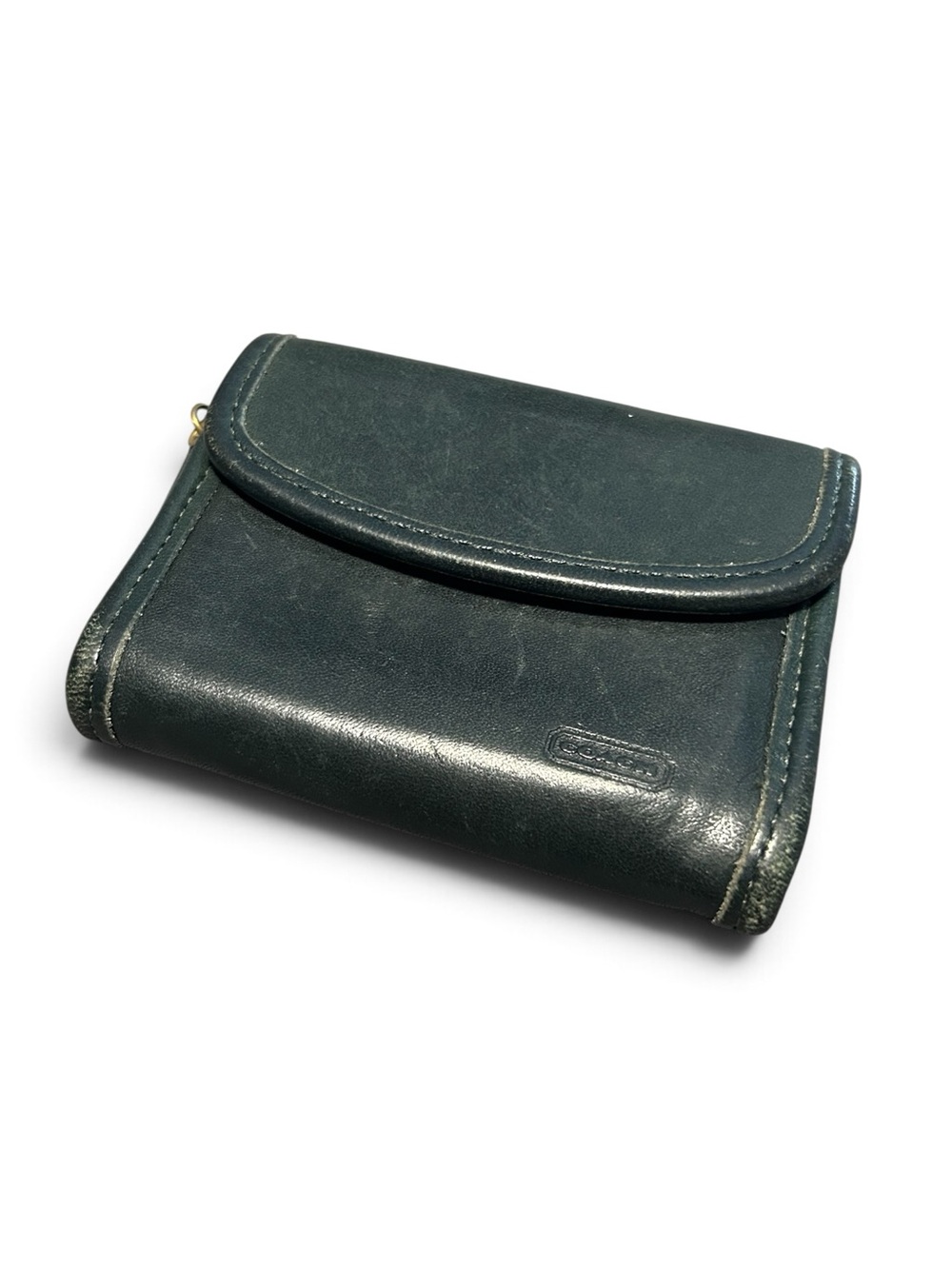Vintage Coach Forest Green Leather Multifunction Wallet #7219